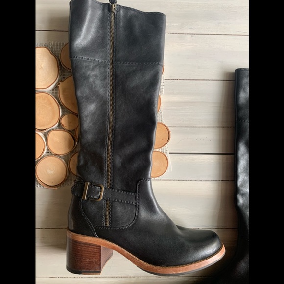 Clarks Black Leather Knee High Boots - Picture 3 of 7